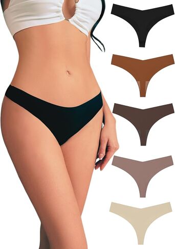 ملابس داخلية بيكيني للسيدات من IDY COSAC Tanga مكونة من 5 قطع سراويل داخلية ناعمة قابلة للتنفس رياضية نصف تغطية خلفية in Kuwait