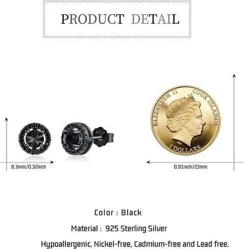 Stud Earrings 925 Sterling Silver Stud Earrings for Mens Womens Pierced Mens Earrings Jewelry Gift for Father's Day Gifts in Saudi Arabia