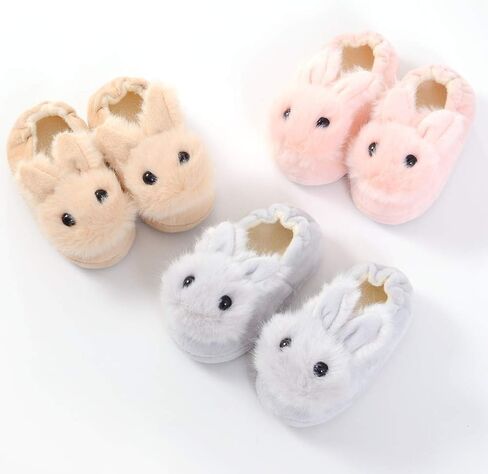 DADAWEN Toddler Boys Girls Soft Plush Slippers Cartoon Cute Animal Warm House Shoes in Kuwait