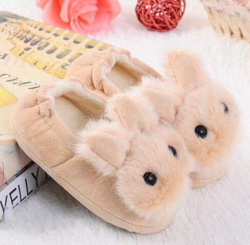 DADAWEN Toddler Boys Girls Soft Plush Slippers Cartoon Cute Animal Warm House Shoes in Kuwait
