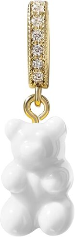 Mag & Pierce Gold Gummy Bear Pendant - Teddy Bear Charms with Cubic Zirconia for Necklaces, Bracelets, Chains, Keychains - Jewelry for Women, Men, Girls, Boys and for Gifts - Small - Snow in Saudi Arabia