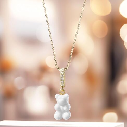 Mag & Pierce Gold Gummy Bear Pendant - Teddy Bear Charms with Cubic Zirconia for Necklaces, Bracelets, Chains, Keychains - Jewelry for Women, Men, Girls, Boys and for Gifts - Small - Snow in Saudi Arabia