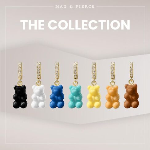 Mag & Pierce Gold Gummy Bear Pendant - Teddy Bear Charms with Cubic Zirconia for Necklaces, Bracelets, Chains, Keychains - Jewelry for Women, Men, Girls, Boys and for Gifts - Small - Snow in Saudi Arabia