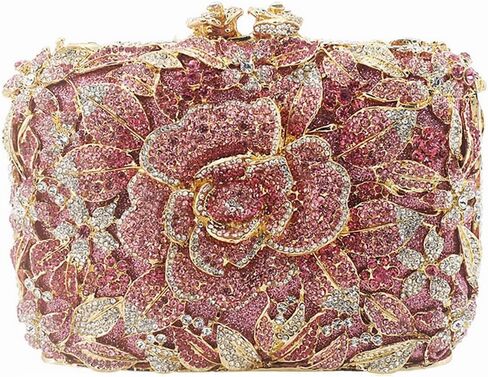 DJBM Vintage Women Floral Rhinestone Crystal Purse Rose Evening Clutch Diamond Evening Bags for Party Wedding Cocktail Prom in Saudi Arabia