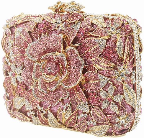 DJBM Vintage Women Floral Rhinestone Crystal Purse Rose Evening Clutch Diamond Evening Bags for Party Wedding Cocktail Prom in Saudi Arabia