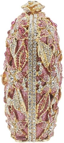 DJBM Vintage Women Floral Rhinestone Crystal Purse Rose Evening Clutch Diamond Evening Bags for Party Wedding Cocktail Prom in Saudi Arabia