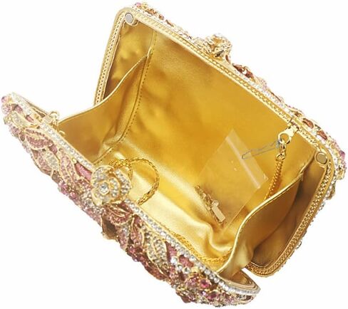 DJBM Vintage Women Floral Rhinestone Crystal Purse Rose Evening Clutch Diamond Evening Bags for Party Wedding Cocktail Prom in Saudi Arabia
