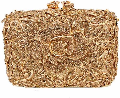 DJBM Vintage Women Floral Rhinestone Crystal Purse Rose Evening Clutch Diamond Evening Bags for Party Wedding Cocktail Prom in Saudi Arabia