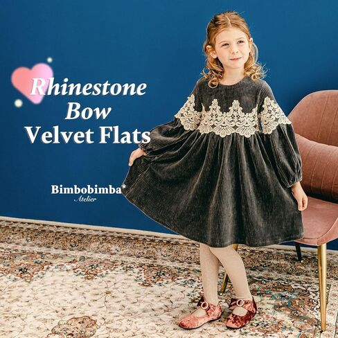 أحذية Bimbobimba الرسمية للفتيات بإبزيم من حجر الراين وكعب مسطح وكعب ماري جين للأطفال الصغار in Kuwait