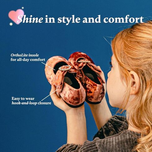 أحذية Bimbobimba الرسمية للفتيات بإبزيم من حجر الراين وكعب مسطح وكعب ماري جين للأطفال الصغار in Kuwait