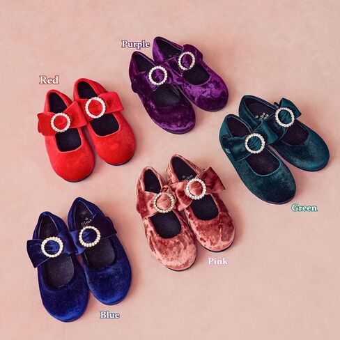 أحذية Bimbobimba الرسمية للفتيات بإبزيم من حجر الراين وكعب مسطح وكعب ماري جين للأطفال الصغار in Kuwait