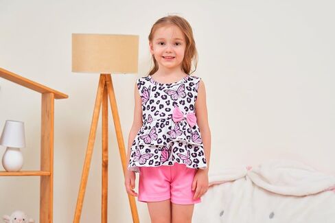 zarmfly Girls 2 Piece Outfit Summer Short Set Sleeveless Bow Knot Tank Top and Shorts Cute Clothes for Toddler Girls in Saudi Arabia