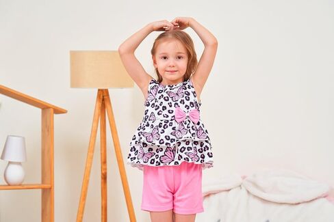 zarmfly Girls 2 Piece Outfit Summer Short Set Sleeveless Bow Knot Tank Top and Shorts Cute Clothes for Toddler Girls in Saudi Arabia