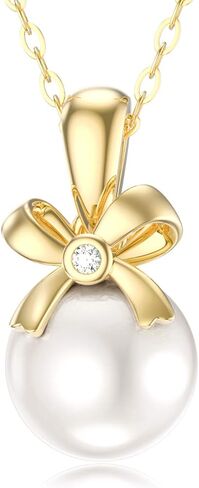 14k الذهب الحقيقي اللؤلؤ قلادة حقيقية المياه العذبة 9mm قلادات اللؤلؤ للنساء 18" in Kuwait