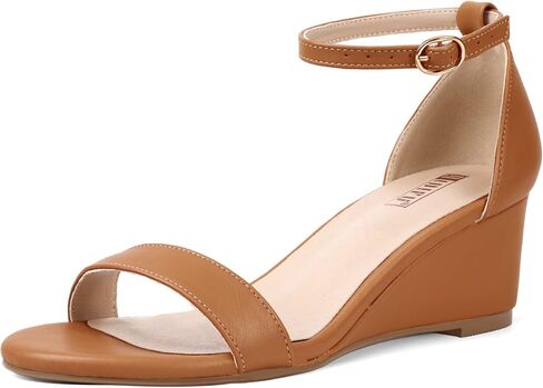 IDIFU Low Heel Open Round Toe Women's Dress Wedges Shoes Sandals | Ankle Strap Wedge for Wedding Bridal Porm Work Party Evening Cocktail Summer Graduation Business Cute Casual Ladies Guest in Saudi Arabia