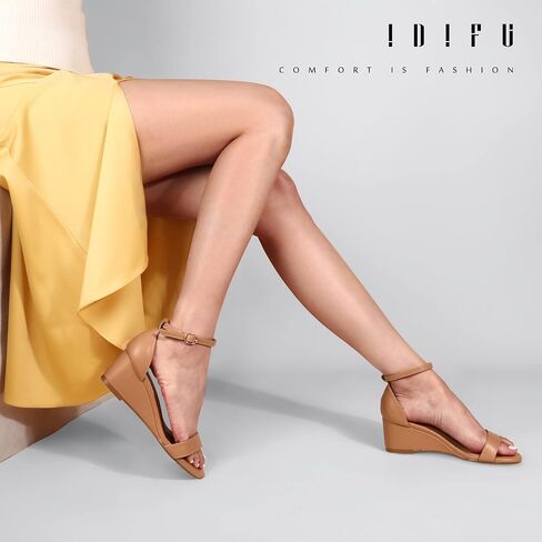 IDIFU Low Heel Open Round Toe Women's Dress Wedges Shoes Sandals | Ankle Strap Wedge for Wedding Bridal Porm Work Party Evening Cocktail Summer Graduation Business Cute Casual Ladies Guest in Saudi Arabia