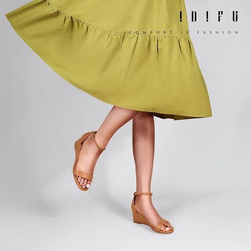 IDIFU Low Heel Open Round Toe Women's Dress Wedges Shoes Sandals | Ankle Strap Wedge for Wedding Bridal Porm Work Party Evening Cocktail Summer Graduation Business Cute Casual Ladies Guest in Saudi Arabia