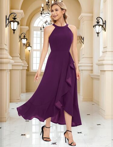 Dressystar Womens Halter Split Hem Party Dress Elegant Long Formal Prom Dress Cocktail Wedding Guest Maxi Dresses in Saudi Arabia