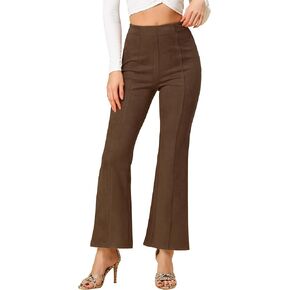 Allegra K Women's Faux Suede Trousers Wide Legs Casual Business Bell Bottom Flared Pants in Kuwait