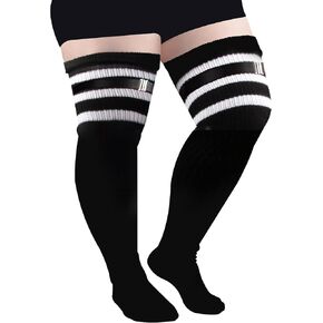 Joyingtwo Plus Size Thigh High Socks Over Knee Thigh High Socks Extra Long Striped Thick Leg Warmer Boot Socks
