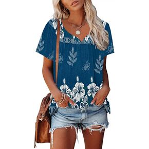 Summer Tops for Women 2024 Trendy Boho Floral Tank Top House Short Sleeve Shirts Loose Fit Basic Casual Dressy Tops