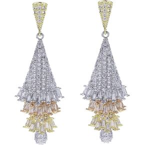 Long Dangle Earrings for Women | Swarovski Elements Crystal Dangle Earrings for Women | Gold Plated Rhinestone Wedding Bridal Bridesmaid Long Tassel Dangling Earrings | Colorful Cubic Zirconia Chandelier Tassel Stud Drop Dangle Earrings for Women in Kuwait