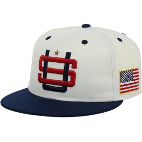 Rings & Crwns United States of America Country Pride Logo Adjustable Snapback Flat Bill Cap Platinum/Navy, Platinum/United States of America Navy, One Size in Kuwait