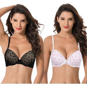 Curve Muse Women's Plus Size Push Up Add 1 and a Half Cup Underwire Mesh Bra in Kuwait