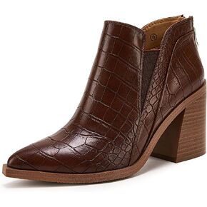 PiePieBuy أحذية الكاحل للنساء بمقدمة مدببة أحذية الكاحل بكعب مكدس وسحاب خلفي وسحاب تشيلسي in Kuwait