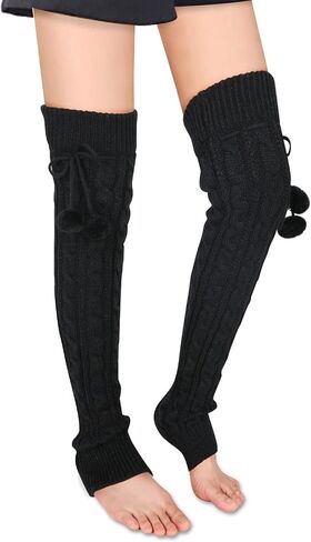 Benefeet Sox Wool Knit Leg Warmers for Women Vintage Boho Leg Warmers Long Winter Warm Thigh High Footless Boot Socks Gifts in Saudi Arabia