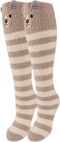 Benefeet Sox بنات لطيف الحيوان غامض جوارب طويلة إلى الركب المرأة مضحك مخطط دافئ شتاء دافئ رقيق الفخذ العليا الجوارب تدفئة الساق in Saudi Arabia