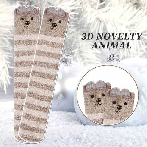 Benefeet Sox بنات لطيف الحيوان غامض جوارب طويلة إلى الركب المرأة مضحك مخطط دافئ شتاء دافئ رقيق الفخذ العليا الجوارب تدفئة الساق in Saudi Arabia