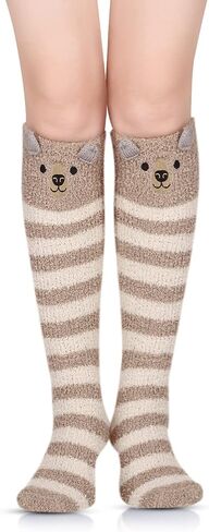 Benefeet Sox بنات لطيف الحيوان غامض جوارب طويلة إلى الركب المرأة مضحك مخطط دافئ شتاء دافئ رقيق الفخذ العليا الجوارب تدفئة الساق in Saudi Arabia