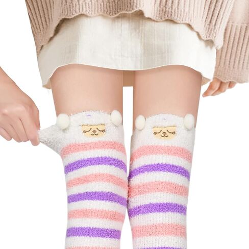 Benefeet Sox بنات لطيف الحيوان غامض جوارب طويلة إلى الركب المرأة مضحك مخطط دافئ شتاء دافئ رقيق الفخذ العليا الجوارب تدفئة الساق in Saudi Arabia
