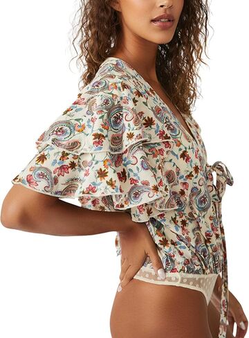 Free People Call Me Later Printed Bodysuit in Saudi Arabia