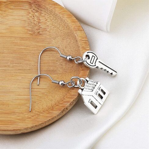 MALOYANVE Realtor House Key Asymmetrical Dangle Drop Earrings Unique Silver Plated Real Estate Agents Jewelry Gift For Home Seller Realtor in Saudi Arabia