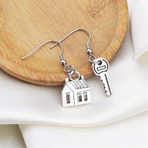 MALOYANVE Realtor House Key Asymmetrical Dangle Drop Earrings Unique Silver Plated Real Estate Agents Jewelry Gift For Home Seller Realtor in Saudi Arabia
