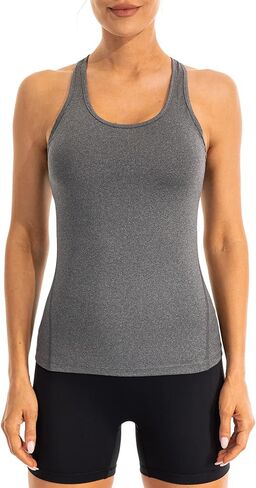 Ukaste Women's Compression Performance Tank Top Quick Dry Racerback Workout Running Tops, Pack of 3 in Kuwait