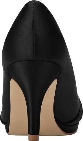 ERIJUNOR Women Comfortable Mid Heel Pumps Closed Toe Rhinestones Brooch Satin Evening Prom Wedding Shoes in Kuwait