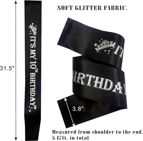 وشاح وتاج عيد الميلاد العاشر من VeryMerryMakering للفتيات - وشاح لامع رائع + تاج معدني فاخر من حجر الراين على شكل قلوب للفتيات، هدايا عيد الميلاد العاشر لحفلة الأميرة in Kuwait