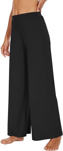 WiWi المرأة عادية فضفاض واسعة الساق بالازو السراويل الخيزران فسكوزي اليوغا Sweatpants مريح صالة بيجامة قيعان S-XXL in Kuwait