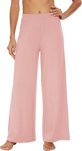 WiWi المرأة عادية فضفاض واسعة الساق بالازو السراويل الخيزران فسكوزي اليوغا Sweatpants مريح صالة بيجامة قيعان S-XXL in Kuwait