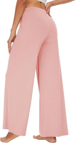 WiWi المرأة عادية فضفاض واسعة الساق بالازو السراويل الخيزران فسكوزي اليوغا Sweatpants مريح صالة بيجامة قيعان S-XXL in Kuwait