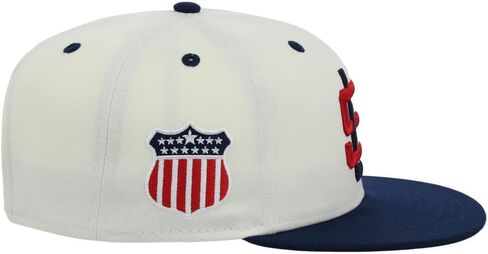 Rings & Crwns United States of America Country Pride Logo Adjustable Snapback Flat Bill Cap Platinum/Navy, Platinum/United States of America Navy, One Size in Kuwait