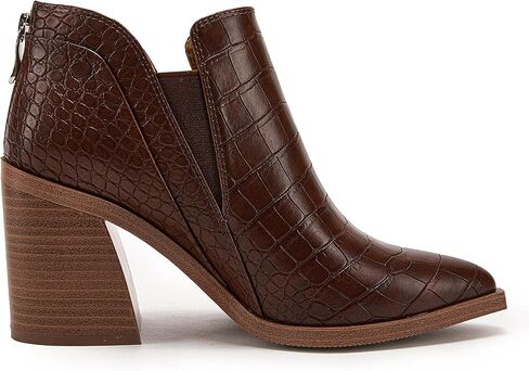 PiePieBuy أحذية الكاحل للنساء بمقدمة مدببة أحذية الكاحل بكعب مكدس وسحاب خلفي وسحاب تشيلسي in Kuwait