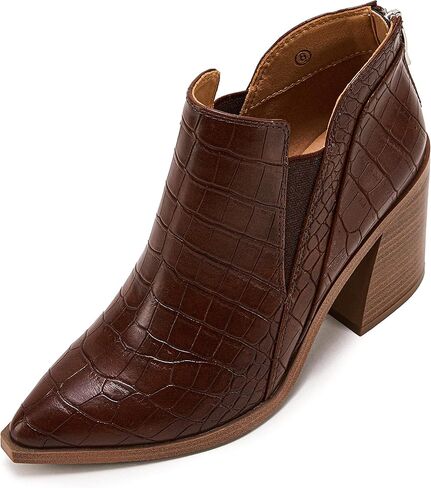 PiePieBuy أحذية الكاحل للنساء بمقدمة مدببة أحذية الكاحل بكعب مكدس وسحاب خلفي وسحاب تشيلسي in Kuwait