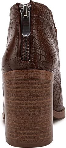 PiePieBuy أحذية الكاحل للنساء بمقدمة مدببة أحذية الكاحل بكعب مكدس وسحاب خلفي وسحاب تشيلسي in Kuwait