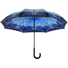 مظلة Galleria's Reverse Close Umbrella من الزجاج المصبوغ اليعسوب مع فن على كلا الجانبين in Kuwait