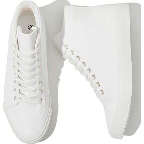 BENPAO Men's White High Top Sneakers Black Canvas Casual Shoes for Men Comfortable Fashion Sneakers Lace up Tennis Shoes