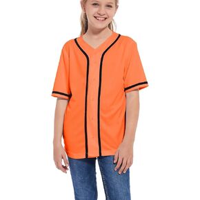 Kids Baseball Jersey Button Blank Softball Team Uniform Girls Boys Hip Hop T-Shirt Solid Color Sweatshirt